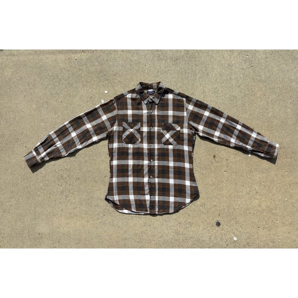 Levi Vintage White Tab Plaid Flannel Long Sleeve Large